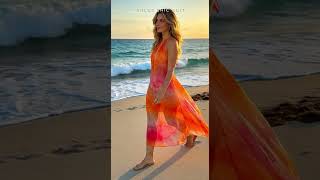 Ethereal Summer Resort Wear Lookbook | Art-Print Chiffon Dresses 🌊✨ #shorts