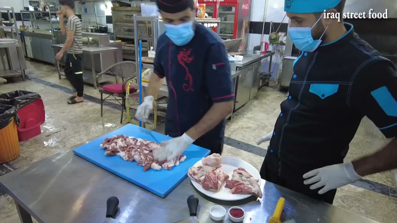 making kebab a mixture of lamb and beef on a cleaver