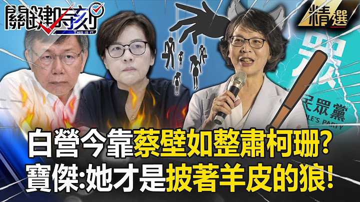 民眾黨如今得靠蔡壁如「整頓柯文哲.黃珊珊」！？寶傑驚：她才是披著羊皮的狼！ 【關鍵時刻】 劉寶傑