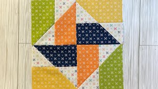 Pinwheels quilt block tutorial.  Fabric is simply delightful