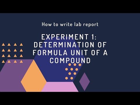 Experiment 1: Determination of the Formula Unit of a Compound