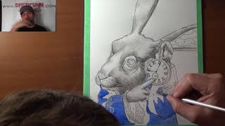 White Rabbit Alice in Wonderland A Dredfunn Watercolour Painting