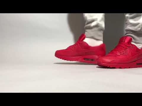 nike air max 90 all red on feet