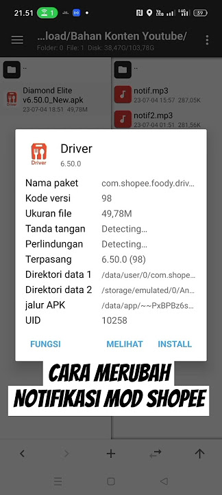 Cara merubah tampilan notifikasi Suara Shopee food Driver