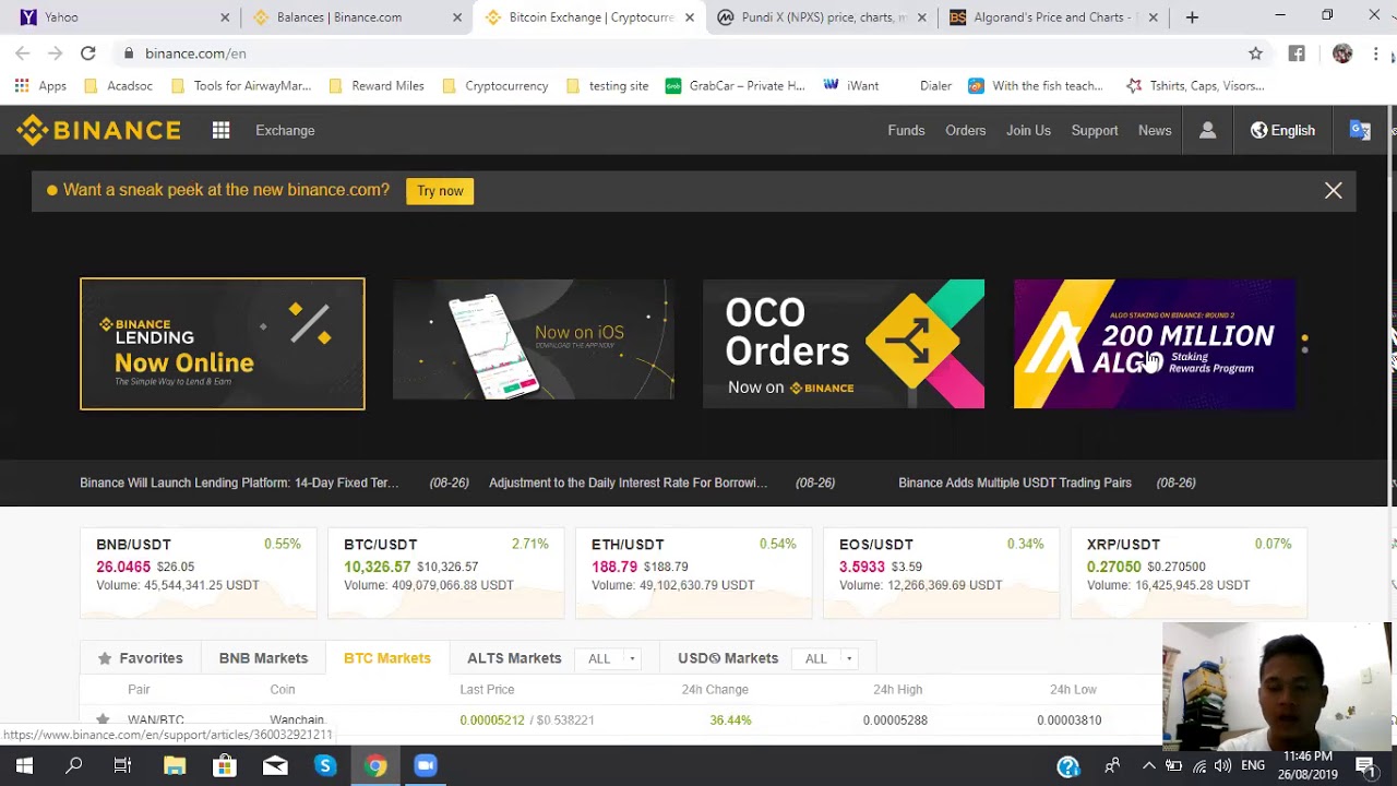 Binance Update + Algorand Reward Staking Program and Pundi NPXS Update