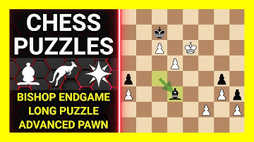 Chess Puzzles to Practice. Themes: Bishop endgame, Long puzzle, Advanced pawn. Learn Chess