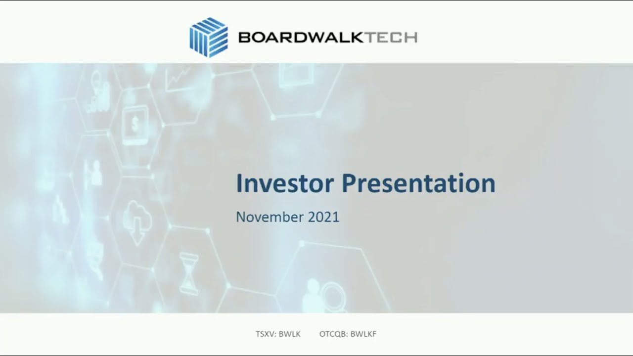 Boardwalktech Software Corp. (TSX-V: BWLK) (OTCQB: BWLKF) Webcast (December 2021) | SNN Network