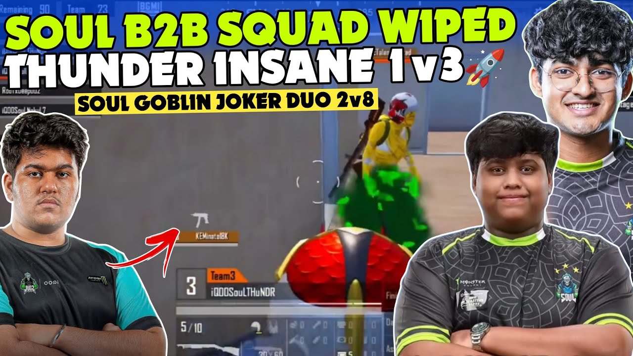 iQOOsouL Back To Back Squad Wipes 🤯 Thunder insane 1v3 🚀 SouL Goblin ...