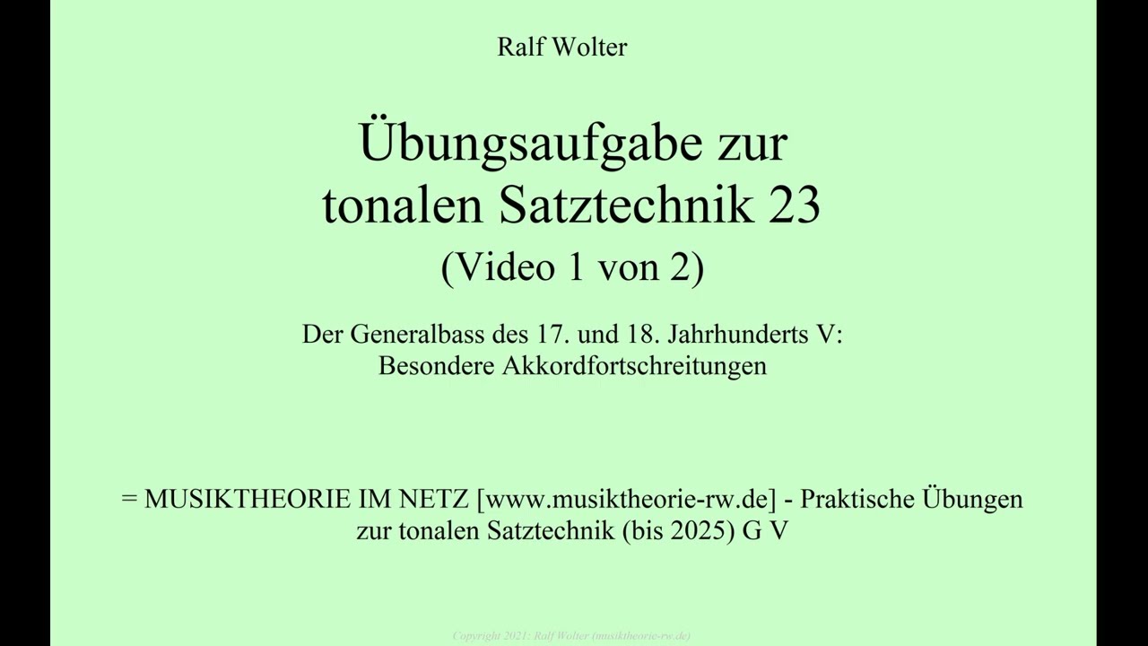 Übungsaufgabe zur tonalen Harmonik 23 (Video 1 von 2)