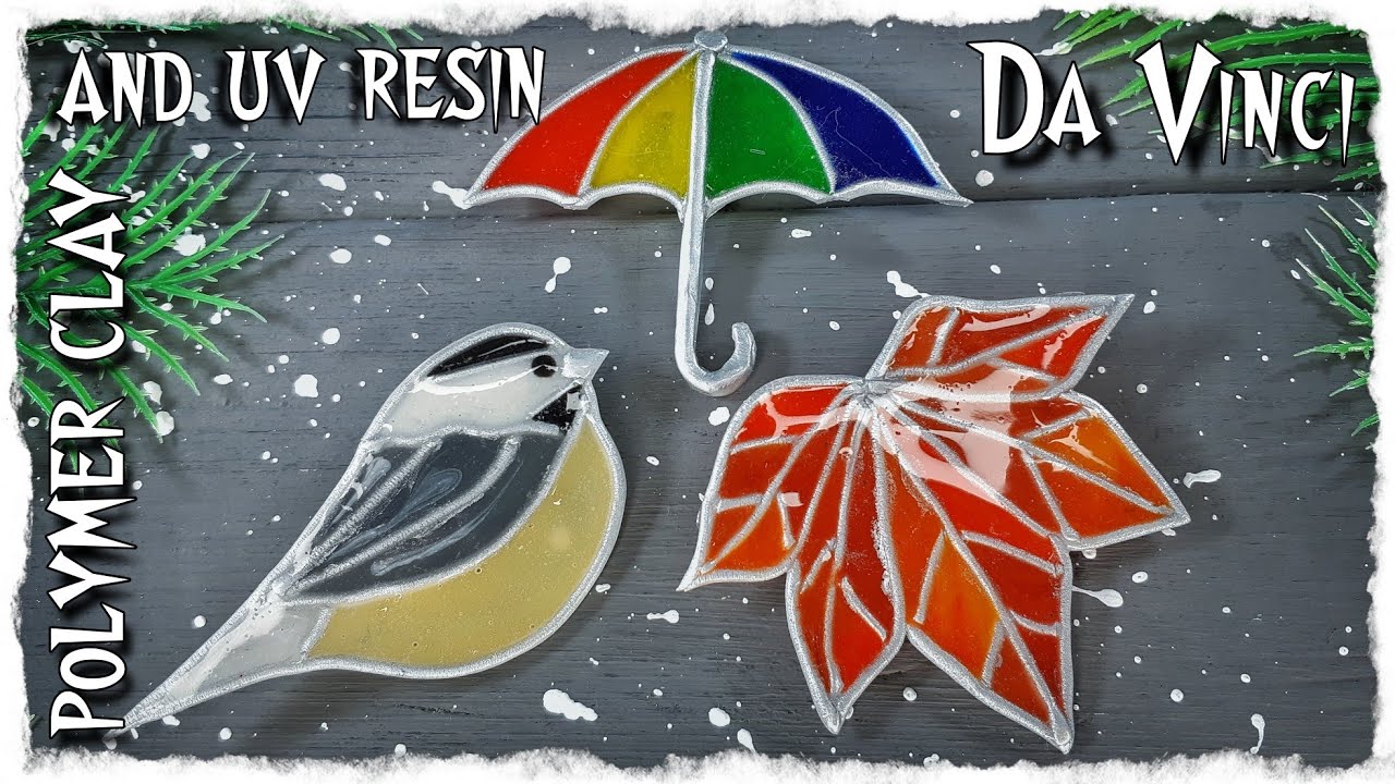 Опять эксперимент) броши из полимерной глины и УФ смолы | витражные броши