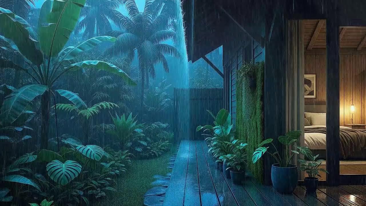 Rain Sounds for Sleeping | Cozy Forest Cabin in the Tropics for Safe Rest 🌧️