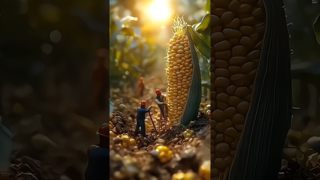 Tiny Humans & the Giant Corn! 🌽😂 Epic Size Challeng 