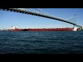 MV Edwin H. Gott - Detroit River - Ambassador Bridge - Listen for the Horns