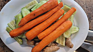 How to make Cucumbers, Carrots, lemons, and Ginger juice.