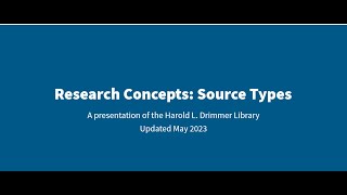Research Concepts: Source Types
