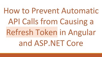 How to Prevent Automatic API Calls from Causing a Refresh Token in Angular and ASP.NET Core