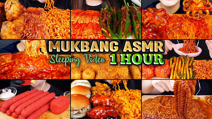 Mukbang ASMR 1 Hour Eating Spicy Enoki Mushrooms | Black Bean Noodles  | ASMR For Sleep | YEST ASMR
