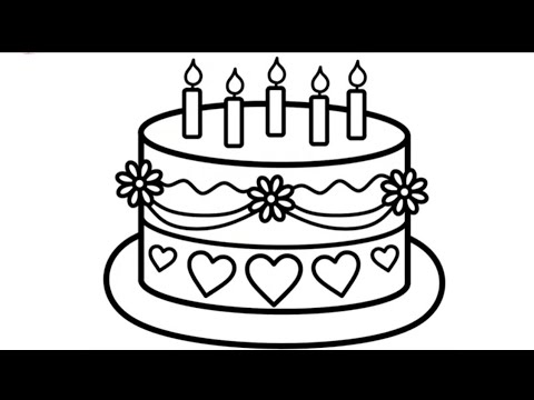 رسم سهل رسم كعكة عيد ميلاد سهلة جدا رسوم سهل رسومات تعليم الرسم
