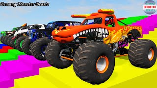 Monster Truck Transport on Triple Flatbed Trailer – BeamNG Monster Beasts #142 screenshot 3