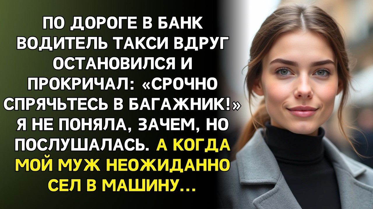 По дороге в банк водитель сказал: «Срочно спрячьтесь!» я залезла в багажник,то что я услышала дальше
