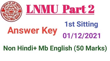 Lnmu Sc/Com part 2 non hindi + english 50 marks answer key 2021