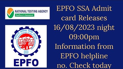 EPFO SSA Admit card releases 16/08/2023 at 9pm #ssc #epfo #govtjobs #central #sscchsl #ssccgl #ibps