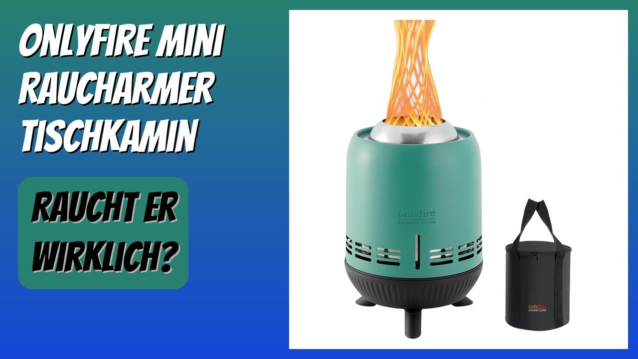Onlyfire Tischfeuer Outdoor Mit Tragetasche, Raucharmer Mini Tischkamin, Verbrennt Holz Und Pelletbrennstoffe, Tragbare Kamin Für Camping, Garten, Terrasse, Edelstahl, Schwarz