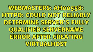 AH00558: httpd: Could not reliably determine server's fully qualified servername error after...