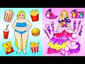 Paper Dolls Dress Up - FAT Girl vs SKINNY Girl! Amazing LOSE WEIGHT - Barbie Transformation Handmade