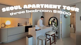 $1500 three bedroom new korean apartment tour, seoul vlog (black & white modern aesthetic)