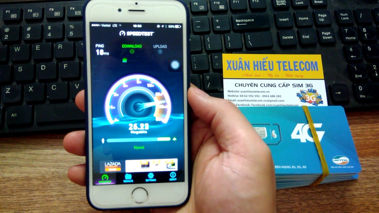 Test tốc độ 4G với Sim 4G Viettel 1 năm không nạp tiền trên iphone 6