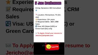 Dynamics 365 Job in Richardson, TX Oct 14, 2025