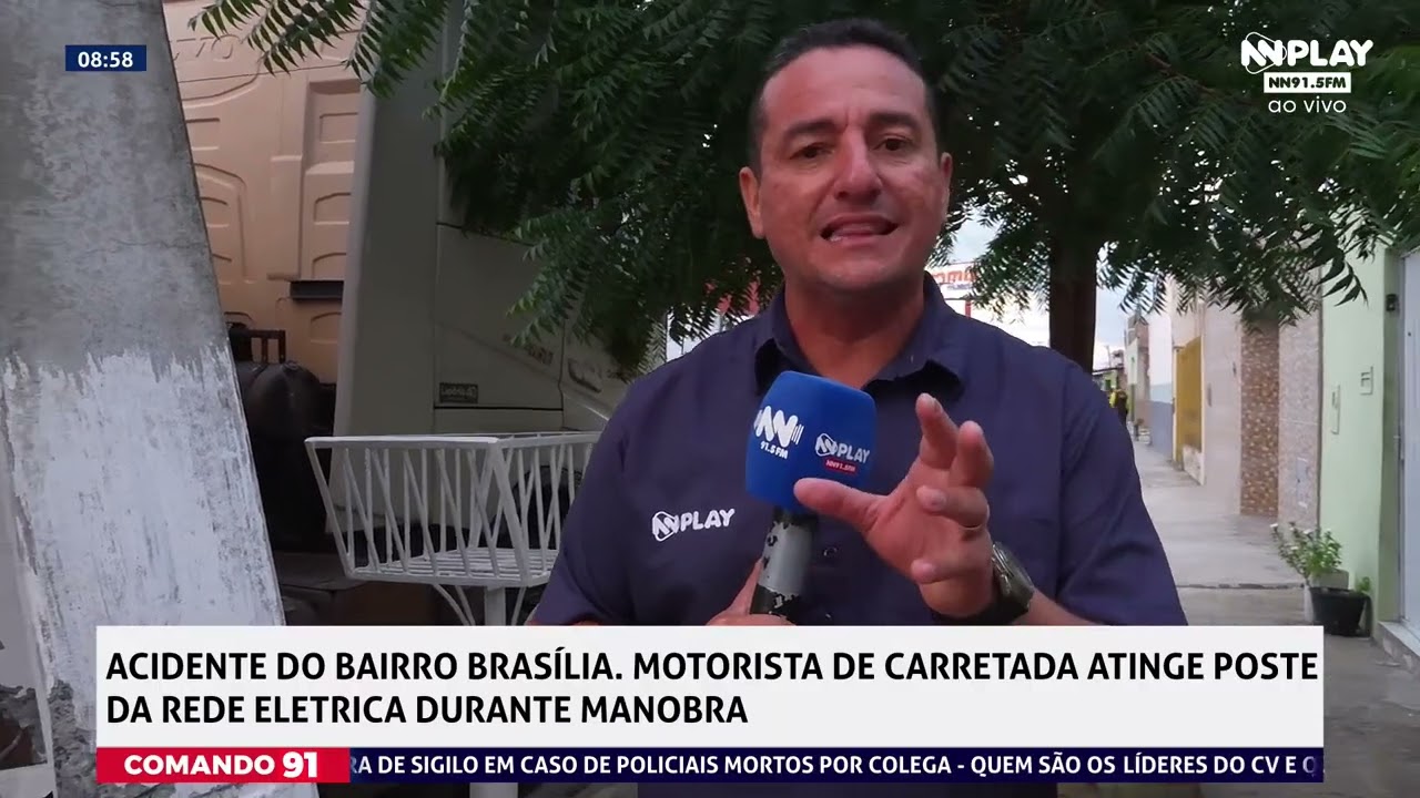 Acidente do Bairro Brasília: Motorista de Carreta atinge poste da rede elétrica durante manobra