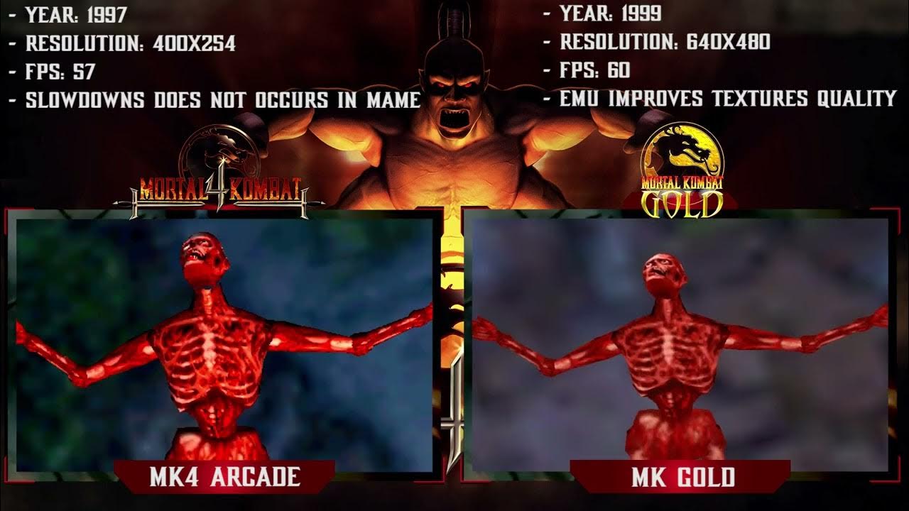 Compare Mortal Kombat graphics MK4 and Gold versions 