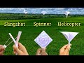 Best 3 flying toy launcher, make paper flying ideas, 3 toy making, slingshot, spinner, helicopter