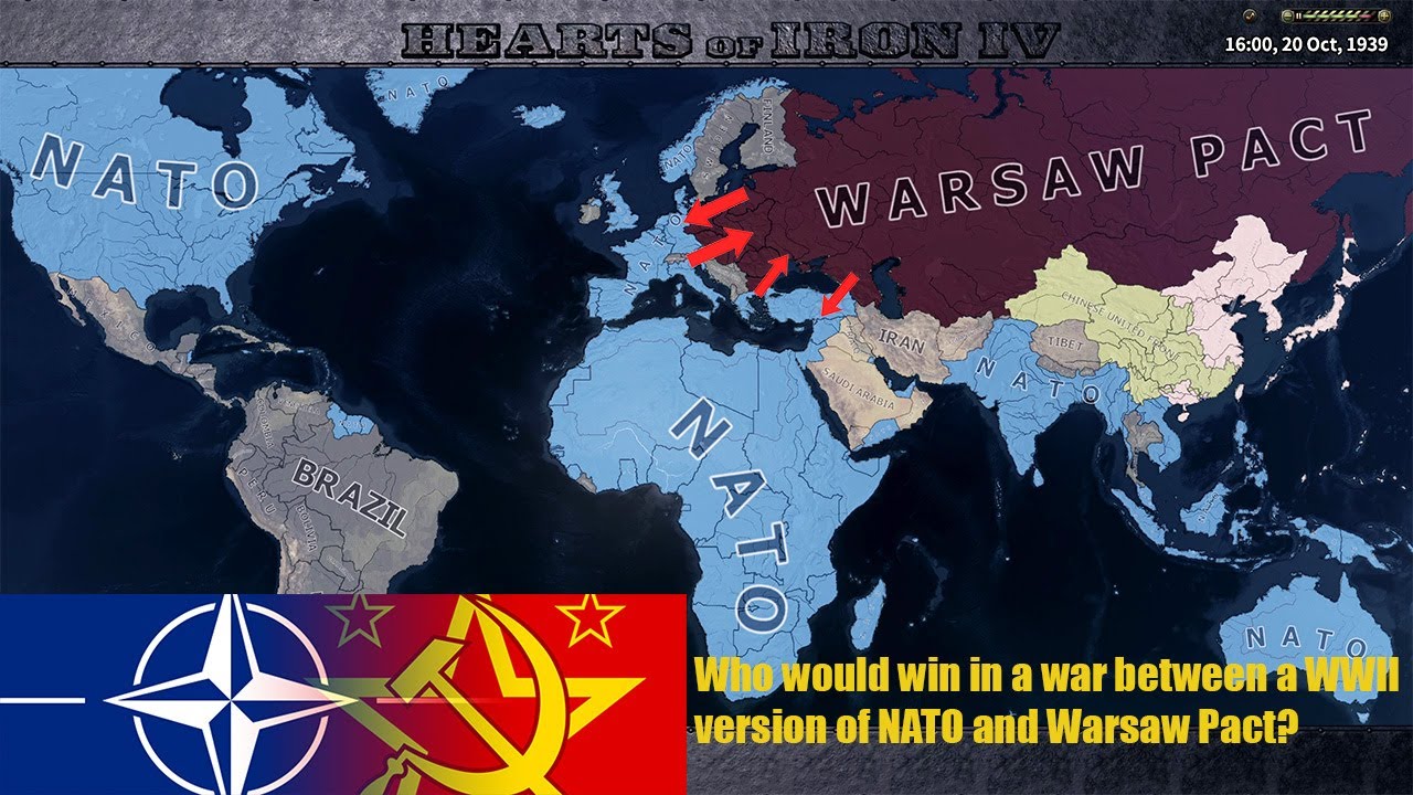 HOI4 Timelapse - What if NATO and the Warsaw Pact formed in WW2? - YouTube