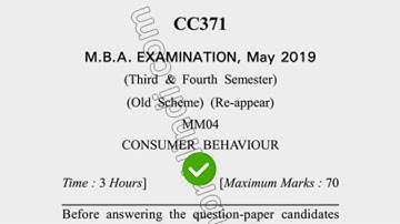 2019 Dcrust MBA 3rd 4th Sem Reappear Consumer Behaviour Question Paper