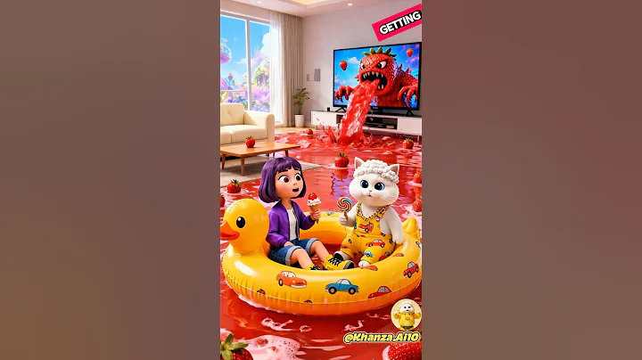 🍓Kitty shocked that strawberry juice is coming out of the TV #cat #shorts #cartoon #pets #funny #ai thumbnail