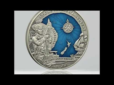 Captain Cook Voyage Of Discovery 250th Anniversary 2020 $10  Silver Antique Coin