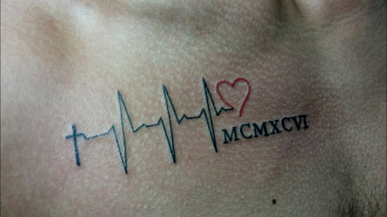 Cross and heartbeat tattoo design - YouTube