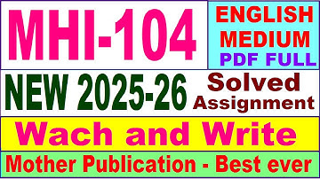 MHI 104 solved assignment 2025-26 in English || mhi 104 solved assignment 2026 || ignou mhi104
