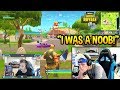NINJA REACTS TO HIS *FIRST* EVER GAME OF FORTNITE! NOOB? Fortnite SAVAGE & FUNNY Moments