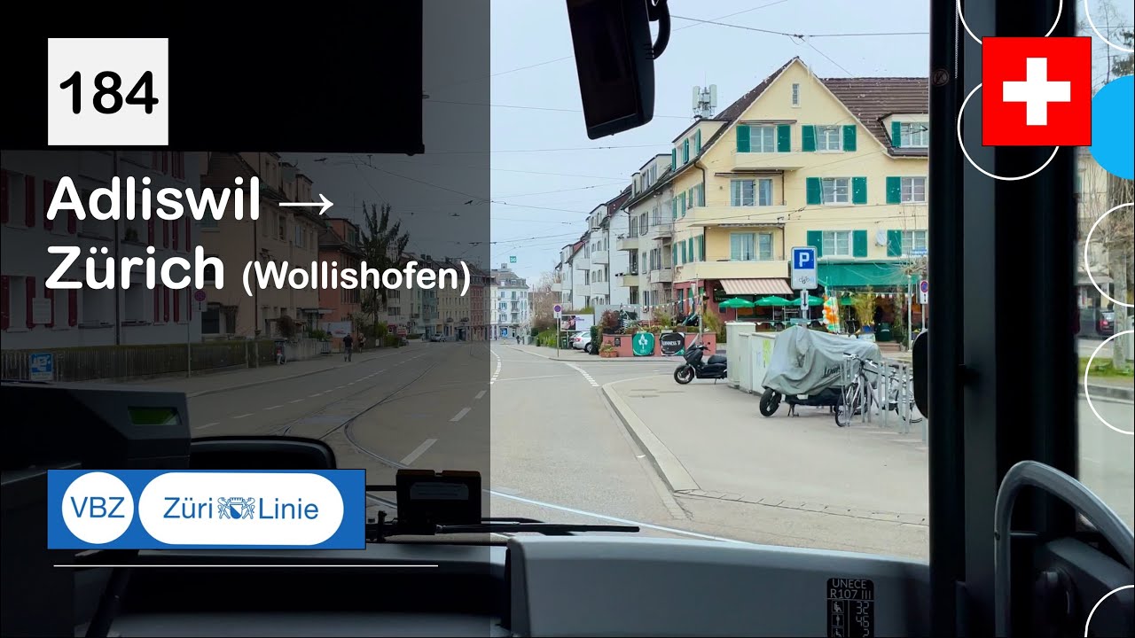 [4K] 🇨🇭 Cab Ride: VBZ ZÜRICH BUS | 184: Adliswil → Zürich | MAN Lion's City 12 E Elektrobus