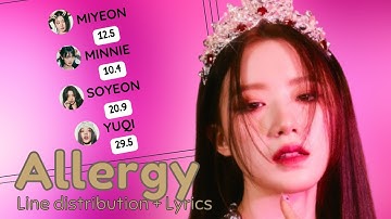 [Layout Test] (G)I-DLE - Allergy | Line distribution + Lyrics