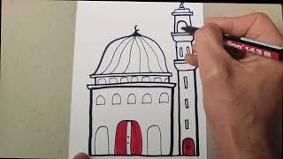 Cami Resmi Çizimi - Kolay Çizimler - Drawing A Mosque Easy - Cami Resmi Nasıl Çizilir?
