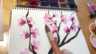 Уроки рисования для детей и взрослых. Цветущая сакура. Пробуждение весны. Истории о Японии