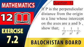 12th Math Exercise 7.2 Question 12  | normal form of eqauation of staight line| fsc maths #fscmaths