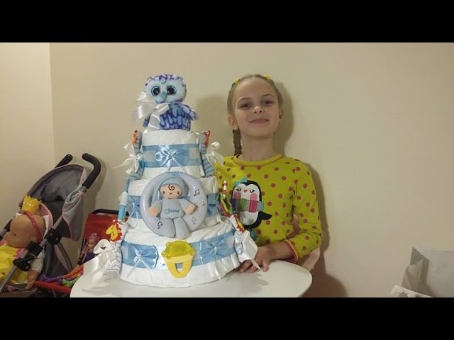 ТОРТ из ПАМПЕРСОВ делаю своими руками МК - DIY How to make Baby diapers cake - пошаговая инструкция