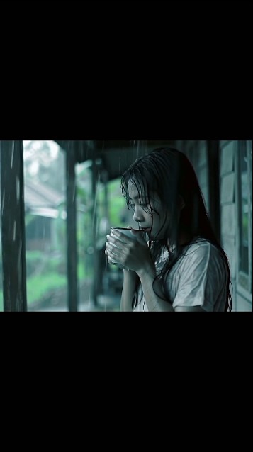 Tina dan Hujan Pagi 🌧️☕ | Suasana Tenang Setelah Hujan Deras | #shorts | #hujan deras pagi  hari .
