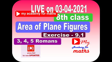 3, 4, 5  romans in exercise 9.1 Area of Plane Figures  8th class//TELANGANA//A.P